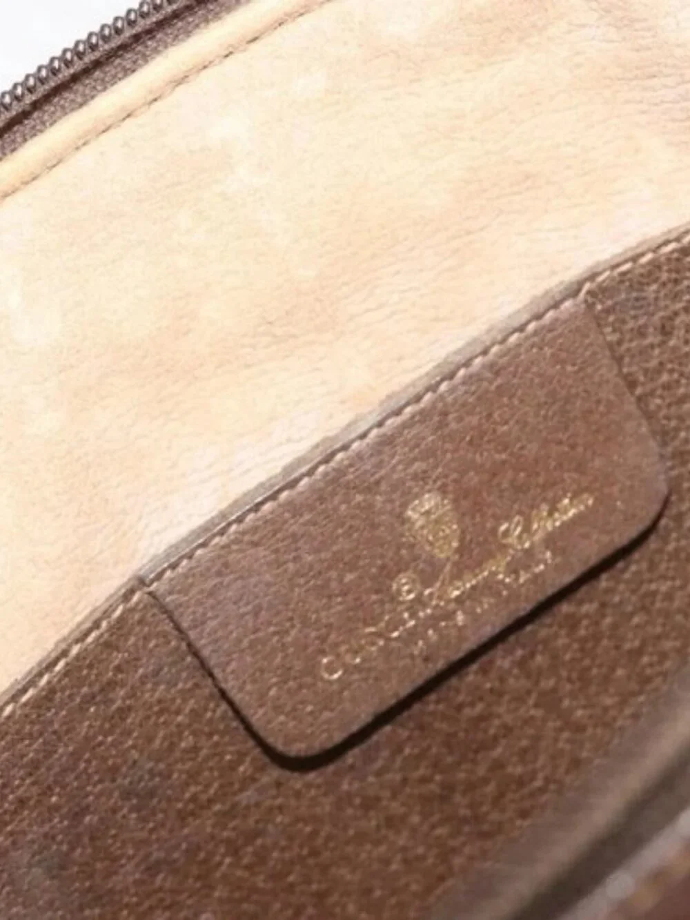 GUCCI GG Supreme Web Sherry Line Bag PVC Beige Gold 904 02 047 Auth 189616